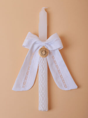 Vela laço de linho com renda