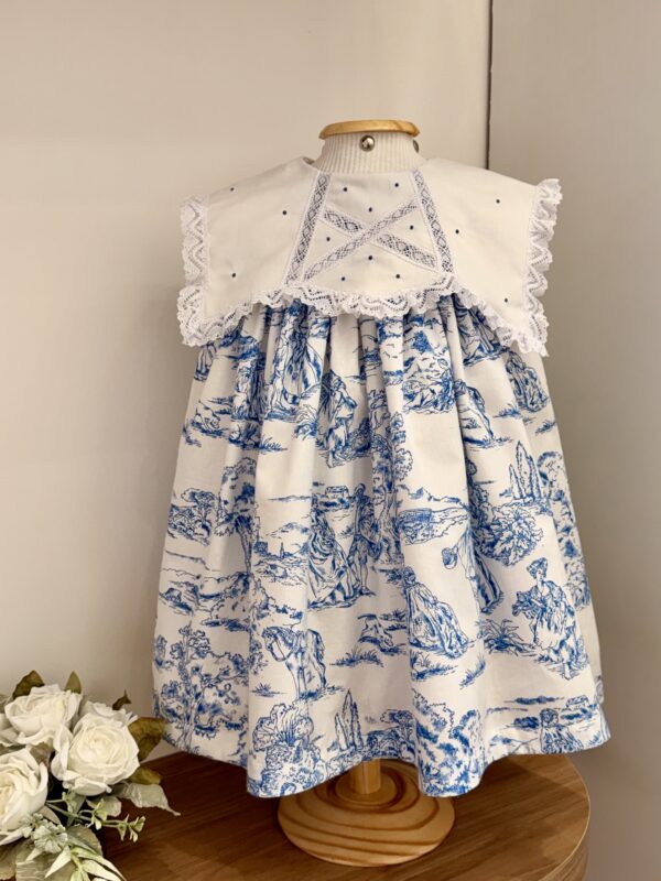 Vestido Mel Toile de Jouy Azul