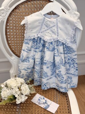 Vestido Mel Toile de Jouy Azul