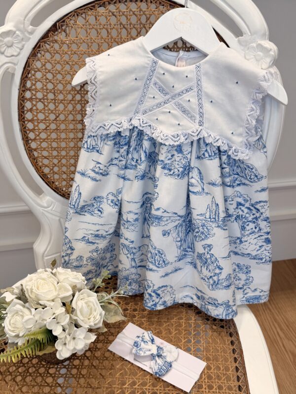 Vestido Mel Toile de Jouy Azul